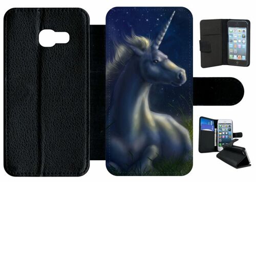 Etui À Rabat Galaxy A3 (2017) - Licorne 2 - Simili-Cuir - Noir