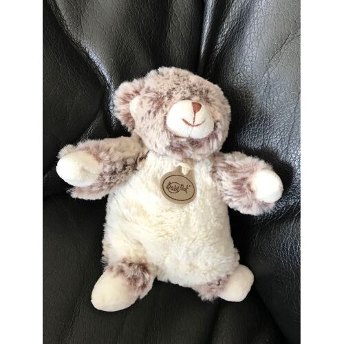 Doudou Peluche Ours Gris Et Blanc Échiné Baby Nat 16cm