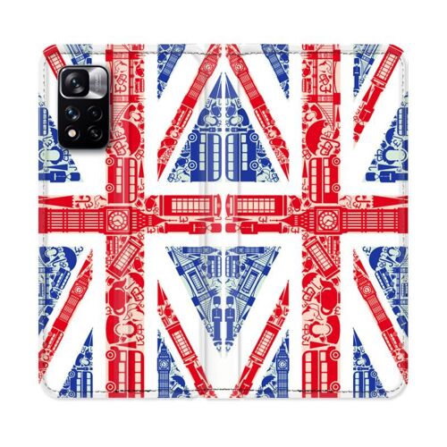 Housse Cuir Portefeuille Pour Xiaomi Redmi Note 11 Pro / 11 Pro 5g Voyage Angleterre Blanc