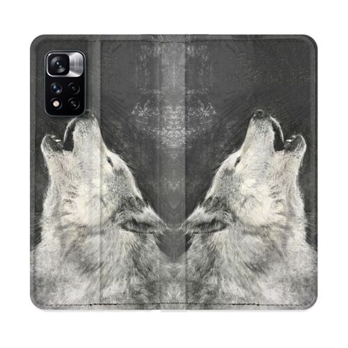 Housse Cuir Portefeuille Pour Xiaomi Redmi Note 11 Pro / 11 Pro 5g Animal Loup Hurlement