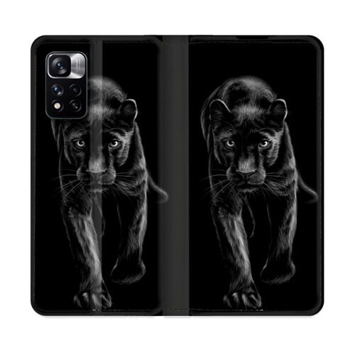 Housse Cuir Portefeuille Pour Xiaomi Redmi Note 11 Pro / 11 Pro 5g Animal Panthère Noire