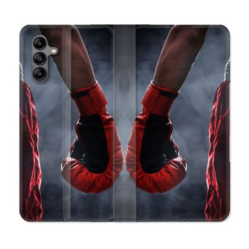 Housse Cuir Portefeuille Pour Samsung Galaxy A04s Sport Boxe Gant Rouge