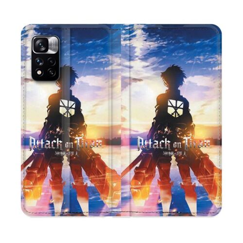 Housse Cuir Portefeuille Pour Xiaomi Redmi Note 11 Pro / 11 Pro 5g Manga Attaque Titans Soleil