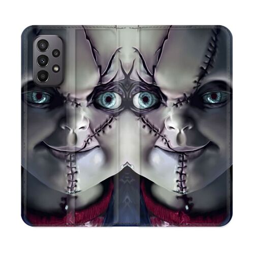 Housse Cuir Portefeuille Pour Samsung Galaxy A23 5g Horreur Chucky Cicatrice