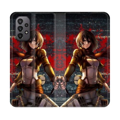 Housse Cuir Portefeuille Pour Samsung Galaxy A23 5g Manga Attaque Titans Mikasa