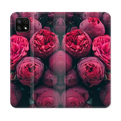 Housse Cuir Portefeuille Pour Samsung Galaxy A22 5g Fleur Pivoine