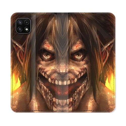 Housse Cuir Portefeuille Pour Samsung Galaxy A22 5g Manga Attaque Titans Eren Titan