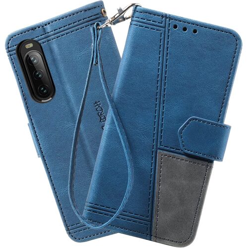 Coque pour Sony Xperia 10 III, Portefeuille Housse en Cuir PU pour Sony Xperia 10 III, Antichoc Magnetique Flip Coque, Bleu