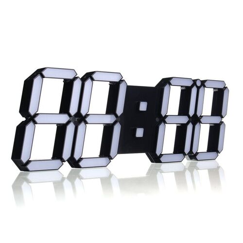Grande horloge murale squelette LED numérique moderne, noir