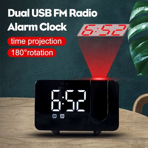 Radio-réveil USB FM avec réveil à intensité variable à projection de l'heure