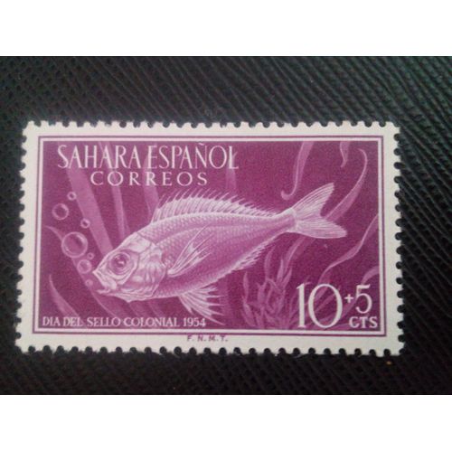 Timbre Sahara Espagnol Y T 104 Dorade Royale (Sparus Aurata) 1954 ( 031206 )