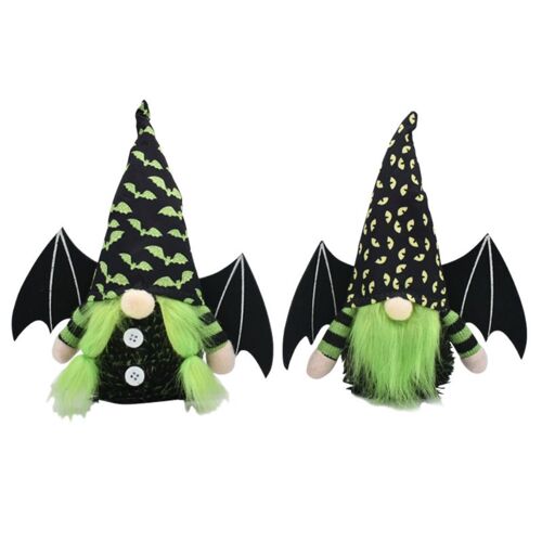 Peluche Gnomes d'halloween avec ailes lumineuses, 2 pièces, décor de plateau à étages, poupée sans visage pour ornements de Table de ferme