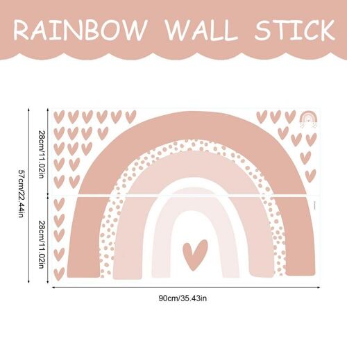 Autocollant mural arc-en-ciel en forme de coeur, adhésif de fond de chambre d'enfant et de bébé, sparadrap de décoration de maison, papier peint adhésif de combinaison de chambre à coucher