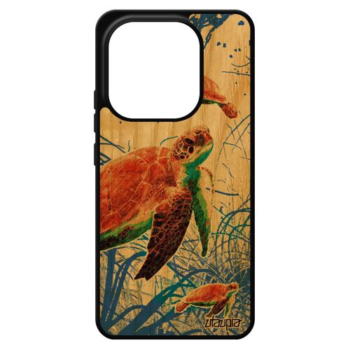 Coque Silicone Pour Pour Xiaomi Redmi Note 14 4g Europe Bois Tortue Algue Geante Bleu Animal Nature Mer Ocean Rigide Animaux Design Etui