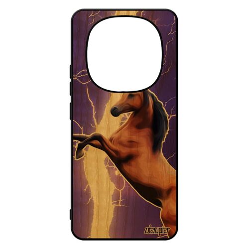 Coque Pour Xiaomi Redmi Note 14 Pro/14 Pro+ Plus 5g En Bois Silicone Cheval Equitation Personnalis¿ Design Animaux Orage Violet Poulain