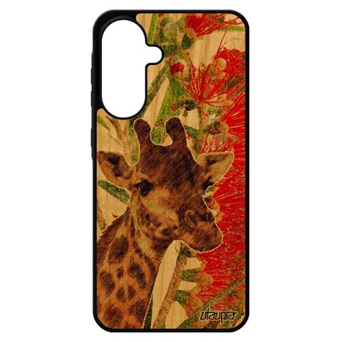 Coque Pour A56 5g Vrai Bois Silicone Girafe Animaux 4g Animal Design Fleurs Telephone Vert Afrique Peinture Tachet¿ Pour Samsung Galaxy