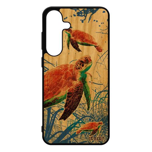 Coque Telephone S25+ Plus Bois Silicone Tortue Rigide Nature Animal Design Bleu Marine Noir Mer Algue Animaux Geante Pour Samsung Galaxy