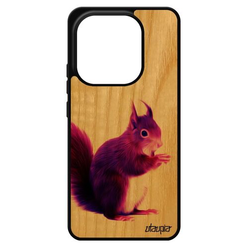 Coque Redmi Note 14 4g Europe En Bois Silicone Ecureuil Design Peinture Animaux Mignon Nature Foret Antichoc Made In France Pour Xiaomi