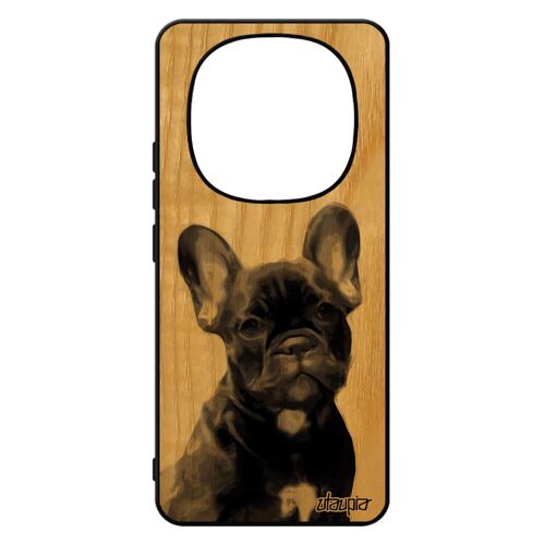 Coque Chien Pour Xiaomi 14 Pro+ Plus 5g /Redmi Note 14 Pro En Bois Silicone Bulldog Jolie Animaux Mobile Animal Chiot Canin Noir Housse