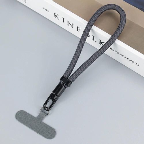 Lanière De Téléphone Portable Courte Tressée Universelle Réglable,Anneau De Chaîne Suspendu Avec Patch Dragonne Détachable Pour Téléphone Portable-Autre-Grey