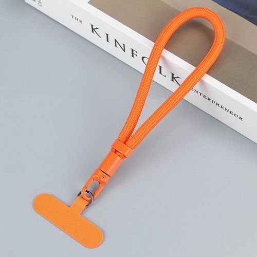 Lanière De Téléphone Portable Courte Tressée Universelle Réglable,Anneau De Chaîne Suspendu Avec Patch Dragonne Détachable Pour Téléphone Portable-Autre-Orange