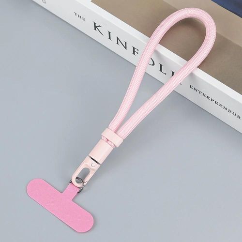 Lanière De Téléphone Portable Courte Tressée Universelle Réglable,Anneau De Chaîne Suspendu Avec Patch Dragonne Détachable Pour Téléphone Portable-Autre-Pink