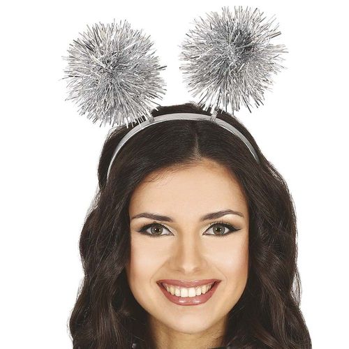 Serre-Tête Pompons Fête Argent