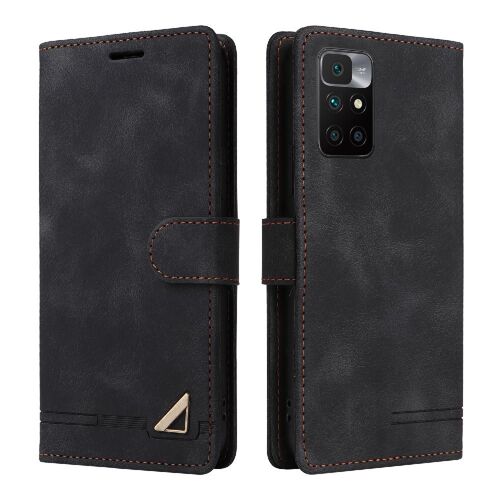 Tongez Étui Pour Xiaomi Redmi 10 Étui En Cuir Simple Entreprise Couverture Rabotant Antichoc Portefeuille - Noir