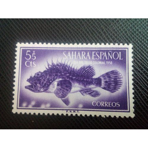 Timbre Sahara Espagnol Y T 95 Rascasse Rouge (Scorpaena Scrofa) 1953 ( 031206 )