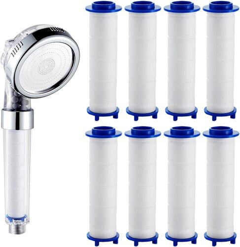 Cartouches Filtre Pommeau de Douche 8 Pièces 90 * 25mm Filtres en Coton PP Universel Remplaçable Filtrant Douche, pour Pommeaux de Doucha, Filtrant la Poussière