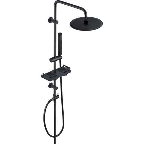 Système de douche à effet pluie, avec étagère et douche de tête ronde, en acier inoxydable, diamètre : 20 cm