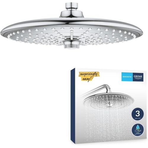 Ulteronixshop-Douche de tête Vitalio Joy 260, 3 jets, raccords filetés 1/2"", douche ronde 260mm, douche de tête pivotable, installation et nettoyage rapide, économie d'eau, chromé, 26462000 (Import A