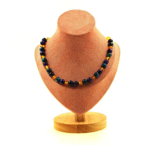 Collier Perles Ambre Véritable De La Mer Baltique + Oeil De Tigre Collier Femmes, Hommes. Taille Personnalisable.