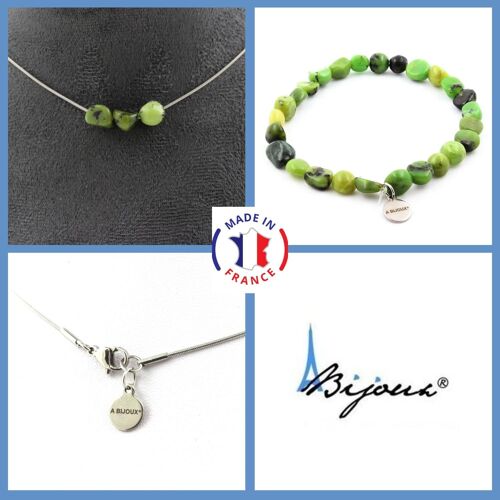 Parure Bijoux Bracelet Collier 3 Perles Jade Nephrite De Xiuyan Chine. Taille Personnalisable.