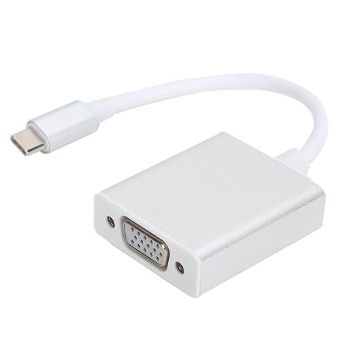 Adaptateur TypeC vers VGA Convertisseur Compact Mâle vers Femelle Argenté Compatible pour OS X