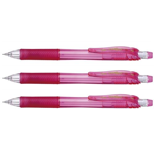 Pentel Lot De 3 Portes Mines Energize.X, Pointe 0,7 Mm, Corps Rose