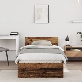 Vidaxl Cadre De Lit Sans Matelas Avec Tête De Lit En Bois Ancien 90x190 Cm