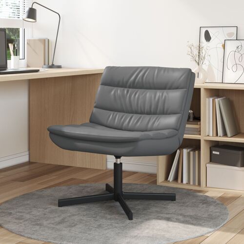 vidaXL Chaise Pivotante Grise Simili Cuir Moyenne Pivotante