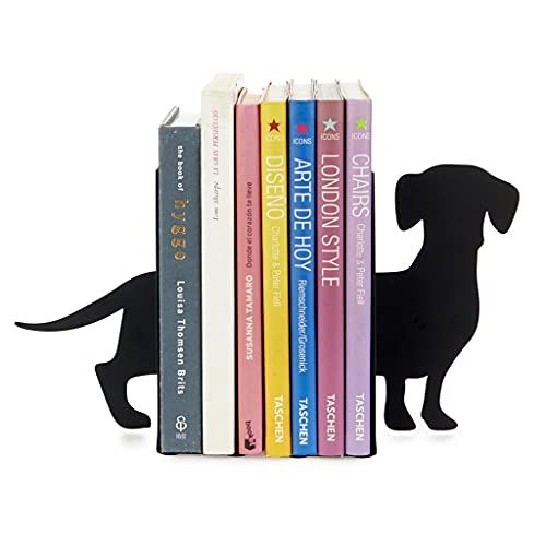 Serre-livres en métal noir Animaux Teckel
