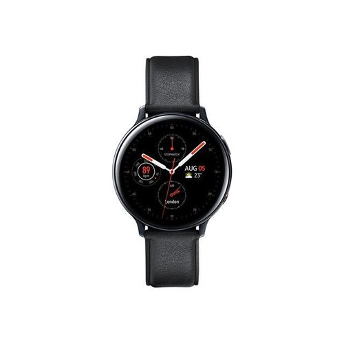 Samsung Galaxy Watch Active 2 - 44 mm - acier inoxydable noir - montre intelligente avec bracelet - cuir - noir - affichage 1.4" - 4 Go - Wi-Fi, LTE, NFC, Bluetooth - 4G - 42 g
