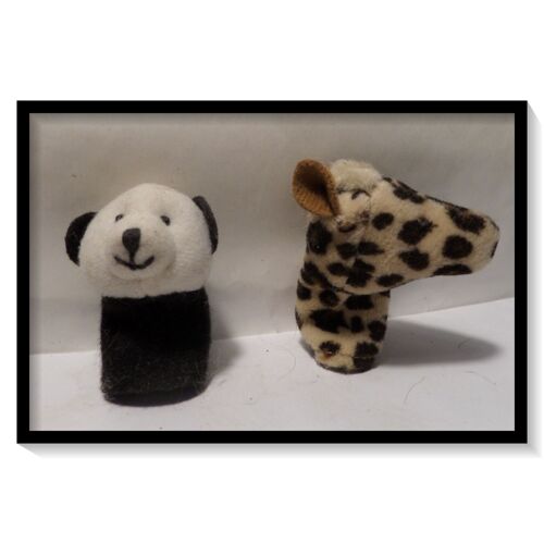 Lot De 02 Peluches Marionnettes Doigts - Panda & Girafe - 5cm