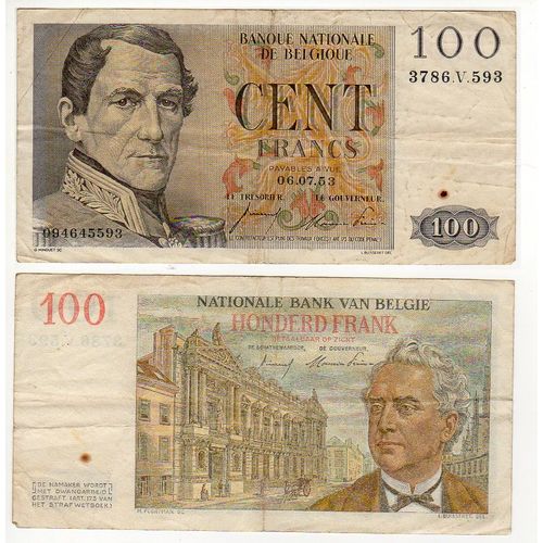 Belgique Billet 100 Fb 1953 Leopold I Ttb Pick 129b