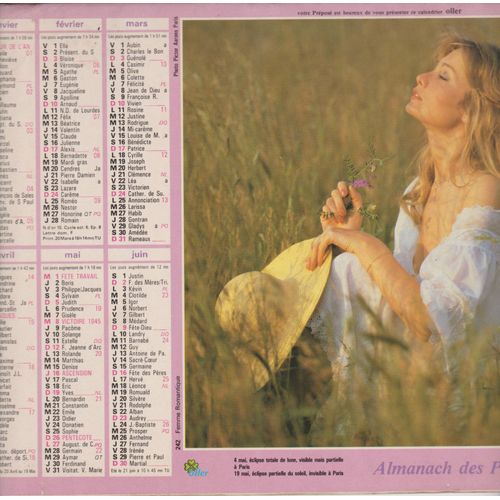 Almanach Oller 1985 Des P.T.T. Femme Romantique / Femme Romantique