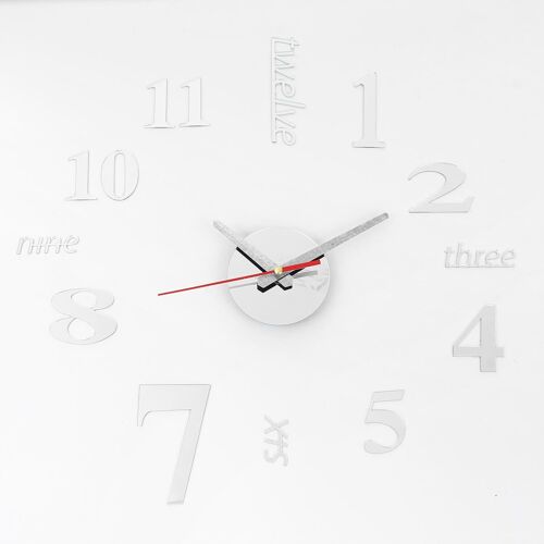 Moderne 3D sans Cadre 40cm Horloge Murale Style Montres Heures DIY Chambre Décorations pour La Maison Modèle,Argent