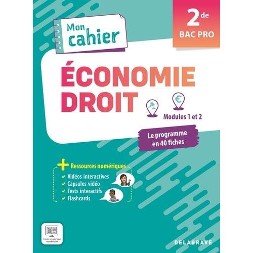 Mon Cahier D'économie-Droit 2de Bac Pro - Pochette Élève