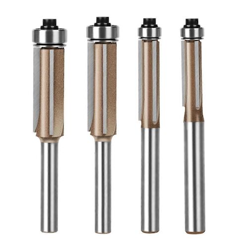 4pcs 6mm tige à trois lames double roulement affleurant garniture mèche de toupie fraise à bois professionnelle pour mèche à bois