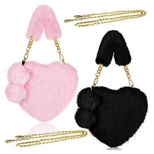 2 pièces de la Saint-Valentin en forme de coeur sac à main sac à bandoulière doux en peluche sacs à main