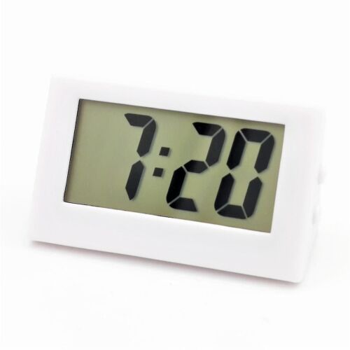 Horloge numérique blanche, petite horloge, Mini, utilisable comme horloge de voiture ou horloge de table, 5,6 x 3 cm, revêtement en caoutchouc
