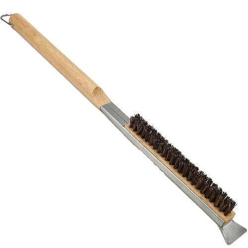 yyhh Brosse pour four à pizza, brosse de nettoyage en pierre à pizza en fil de cuivre avec grattoir, accessoire pour four à pizza extérieur