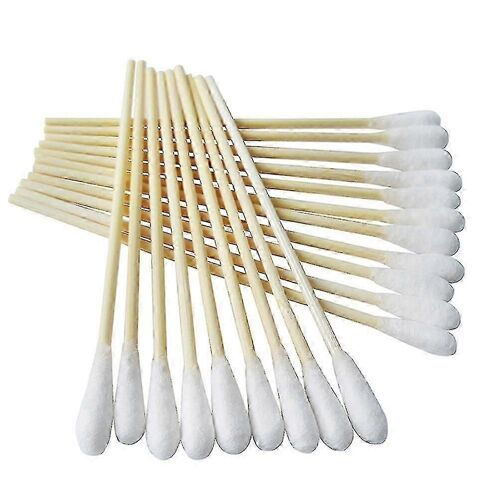 200pcs 6 Pouces Écouvillons Coton Bâton Écouvillon Salle Blanche Dédié Essuyer Coton Pointe Applicateur Écouvillon En Bois-Yvan
